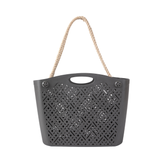 koszyk na pranie i zakupy szary ażurowy