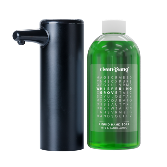 piankowy dozownik do mydła z mydłem o zapachu irys i drzewo sandałowe - zestaw