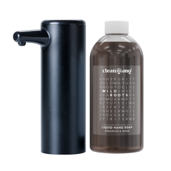 piankowy dozownik do mydła z mydłem o zapachu geranium i piżmo - zestaw