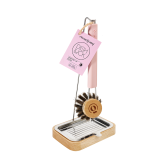 szczotka do naczyń z ociekaczem, różowa